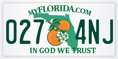 FL license plate 0274NJ