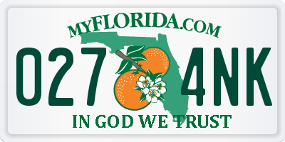 FL license plate 0274NK