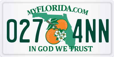 FL license plate 0274NN