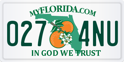 FL license plate 0274NU