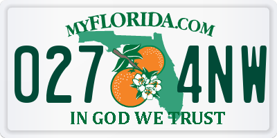 FL license plate 0274NW
