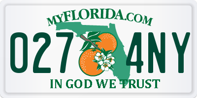 FL license plate 0274NY