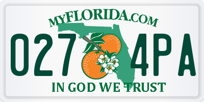 FL license plate 0274PA