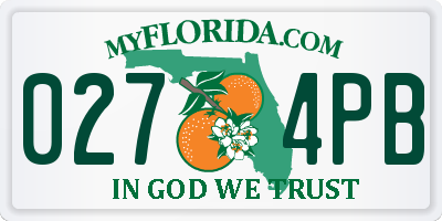 FL license plate 0274PB