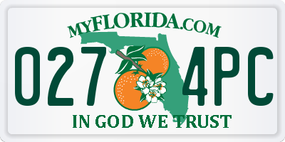 FL license plate 0274PC