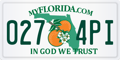 FL license plate 0274PI