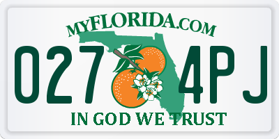 FL license plate 0274PJ