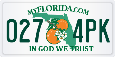 FL license plate 0274PK