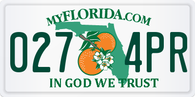FL license plate 0274PR