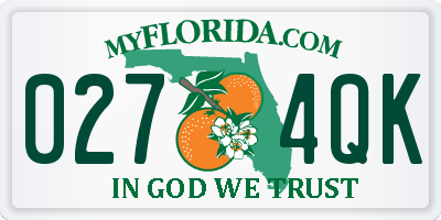 FL license plate 0274QK
