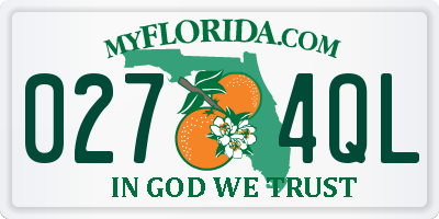 FL license plate 0274QL