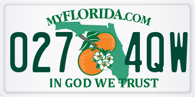 FL license plate 0274QW