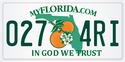 FL license plate 0274RI