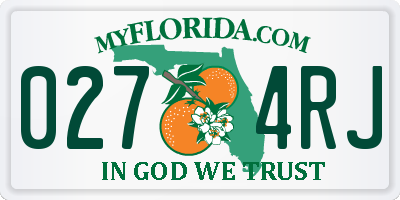 FL license plate 0274RJ