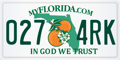 FL license plate 0274RK