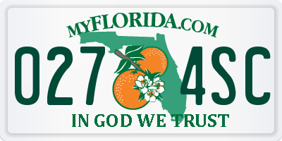 FL license plate 0274SC