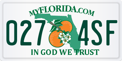 FL license plate 0274SF