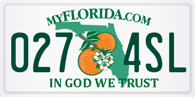 FL license plate 0274SL