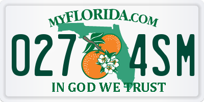 FL license plate 0274SM