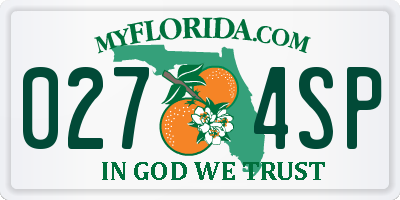 FL license plate 0274SP