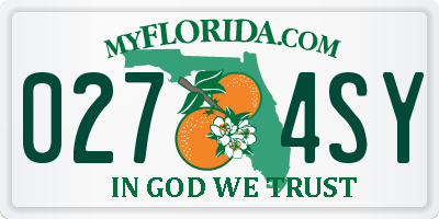 FL license plate 0274SY