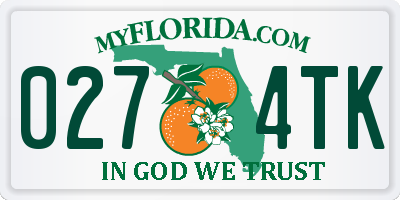 FL license plate 0274TK