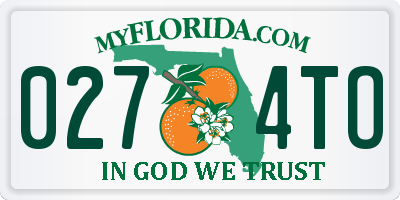 FL license plate 0274TO
