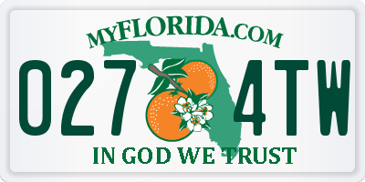 FL license plate 0274TW