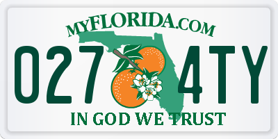 FL license plate 0274TY