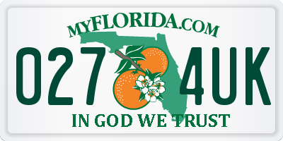 FL license plate 0274UK