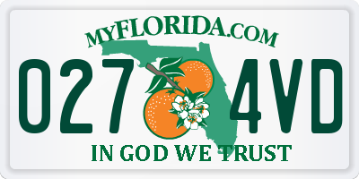 FL license plate 0274VD