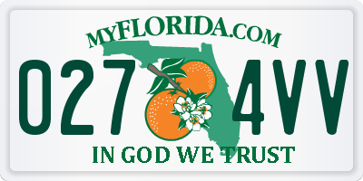 FL license plate 0274VV