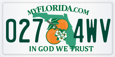 FL license plate 0274WV