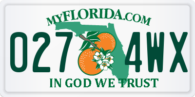 FL license plate 0274WX