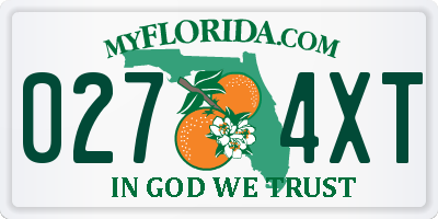FL license plate 0274XT