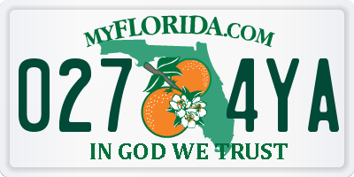 FL license plate 0274YA