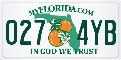 FL license plate 0274YB
