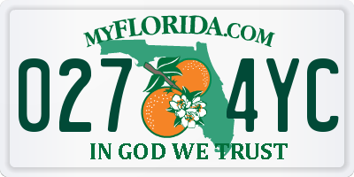 FL license plate 0274YC
