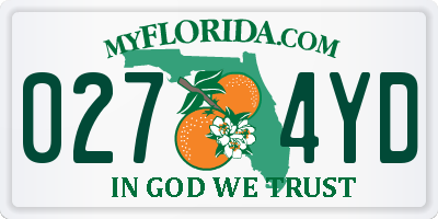 FL license plate 0274YD