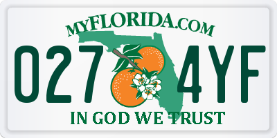 FL license plate 0274YF