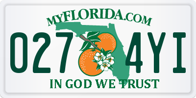 FL license plate 0274YI