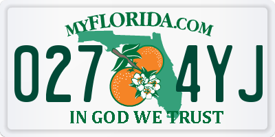 FL license plate 0274YJ