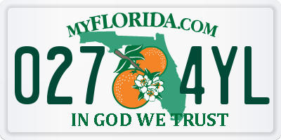 FL license plate 0274YL