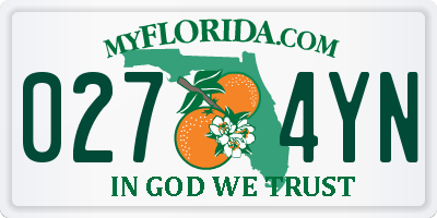 FL license plate 0274YN
