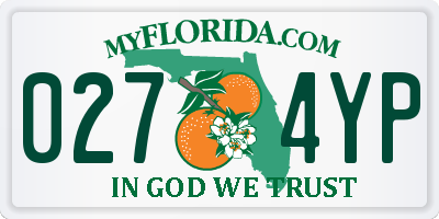 FL license plate 0274YP