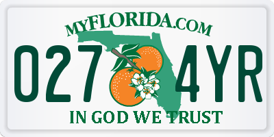 FL license plate 0274YR