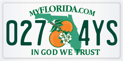 FL license plate 0274YS