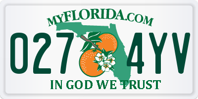 FL license plate 0274YV