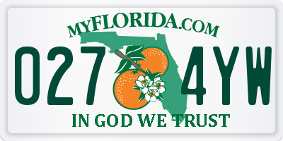 FL license plate 0274YW