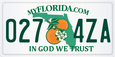 FL license plate 0274ZA